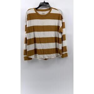 MADEWELL Women's Tan-White Striped Oversized Top SZ M